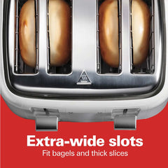 4 Slice Toaster with Extra-Wide Slots, White