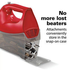 Hand Mixer with Snap-On Case and Dough Hooks
